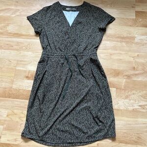 REI Dark Green Patterned Midi Dress